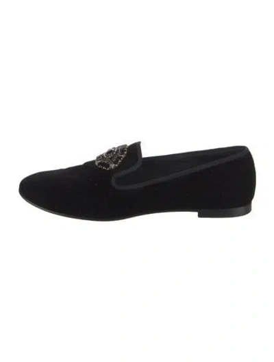 Pre-owned Giuseppe Zanotti Velvet Tassel Accents Loafers In Black