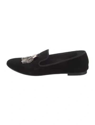 Pre-owned Giuseppe Zanotti Velvet Tassel Accents Loafers In Black