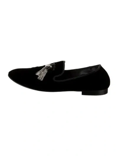 Pre-owned Giuseppe Zanotti Velvet Tassel Accents Loafers In Black