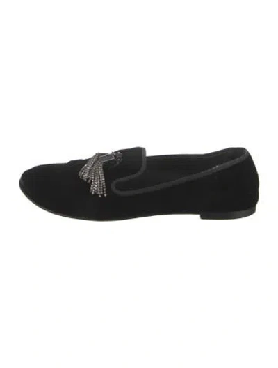 Pre-owned Giuseppe Zanotti Velvet Tassel Accents Loafers In Black