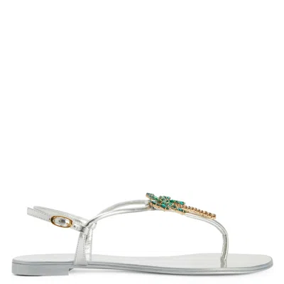 Giuseppe Zanotti Venice Beach Flat Sandals In Silver