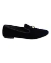 Giuseppe Zanotti Veronica Flat Loafers In Navy Blue Velvet In Blue