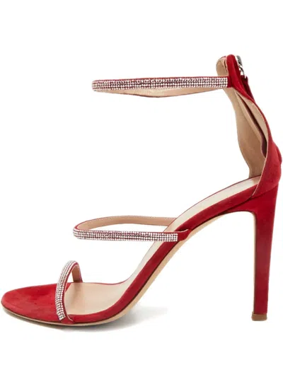 Pre-owned Giuseppe Zanotti Vintage 100mm Crystal-embellished Heeled Sandals In Red