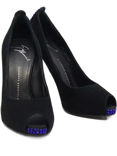 Pre-owned Giuseppe Zanotti Vintage 105mm Peep-toe Crystal-embellished Pumps