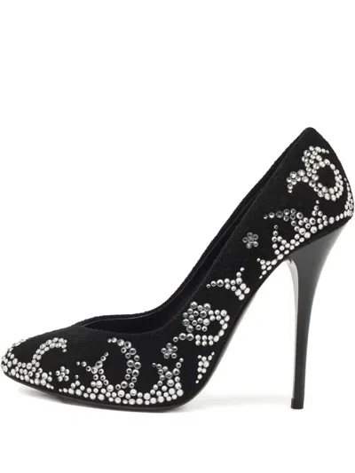 Pre-owned Giuseppe Zanotti Vintage 110mm Crystal-embellished Pumps In Black