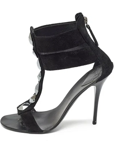 Pre-owned Giuseppe Zanotti Vintage 110mm Crystal-embellished Sandals In Black