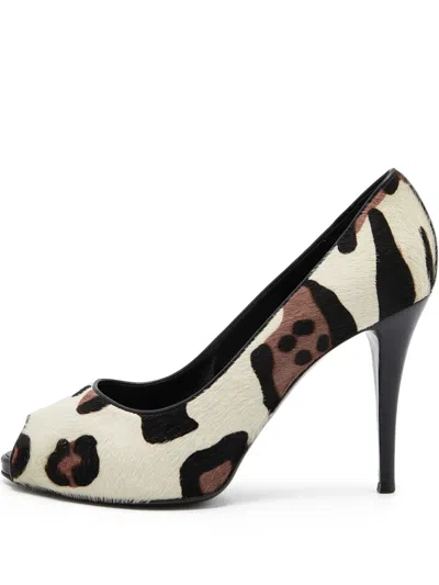 Pre-owned Giuseppe Zanotti Vintage 110mm Leopard-print Sandals In White