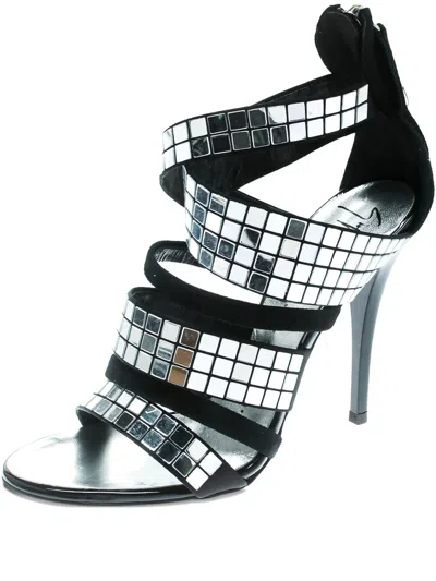 Pre-owned Giuseppe Zanotti Vintage 110mm Mirror-embellished Sandals In Silver
