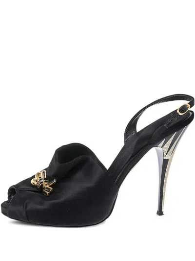Pre-owned Giuseppe Zanotti Vintage 115mm Satin Peep-toe Slingback Sandals