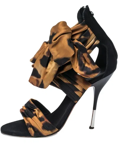 Pre-owned Giuseppe Zanotti Vintage 120mm Bow-detailing Heeled Sandals In Brown