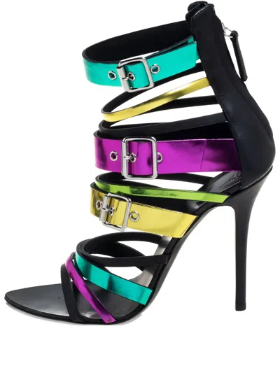 Pre-owned Giuseppe Zanotti Vintage 120mm Buckle Cage Sandals In Yellow