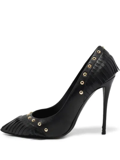 Pre-owned Giuseppe Zanotti Vintage 120mm Fringe-embellished Stiletto Pumps In Black