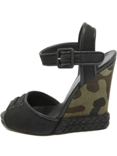 Pre-owned Giuseppe Zanotti Vintage 120mm Leather Wedge Sandals In Black