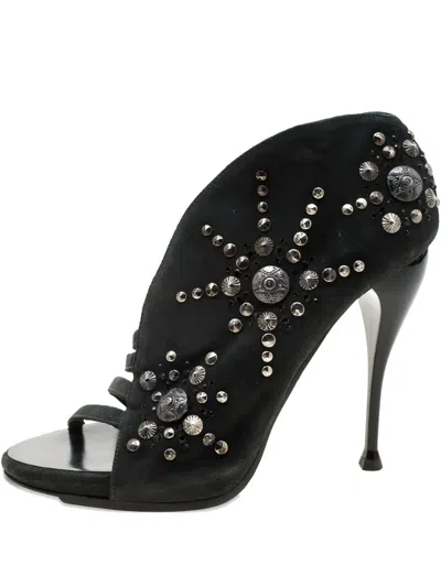 Pre-owned Giuseppe Zanotti Vintage 120mm Suede Stud-embellished Sandals In Gray