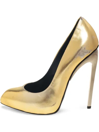 Pre-owned Giuseppe Zanotti Vintage 125mm Metallic Pointed-toe Pumps In Gold