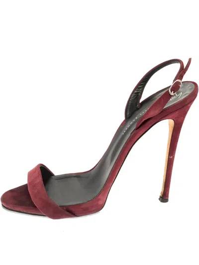 Pre-owned Giuseppe Zanotti Vintage 130mm Suede Slingback Sandals In Red