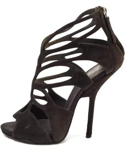 Pre-owned Giuseppe Zanotti Vintage 135mm Suede Sandals In Black