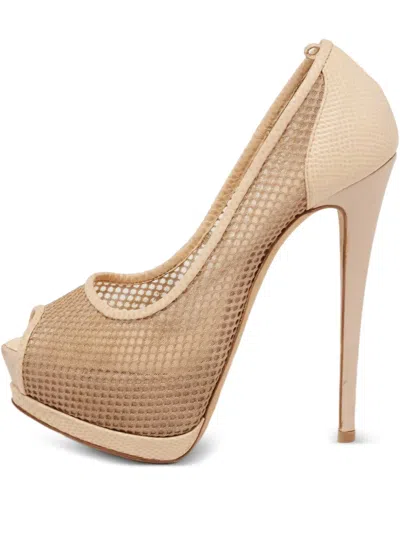 Pre-owned Giuseppe Zanotti Vintage 140mm Peep-toe Pumps In Neutral