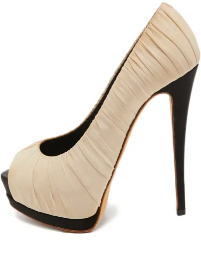 Pre-owned Giuseppe Zanotti Vintage 140mm Ruched Pumps In Neutral