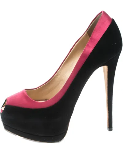Pre-owned Giuseppe Zanotti Vintage 145mm Suede Satin Pumps In Black