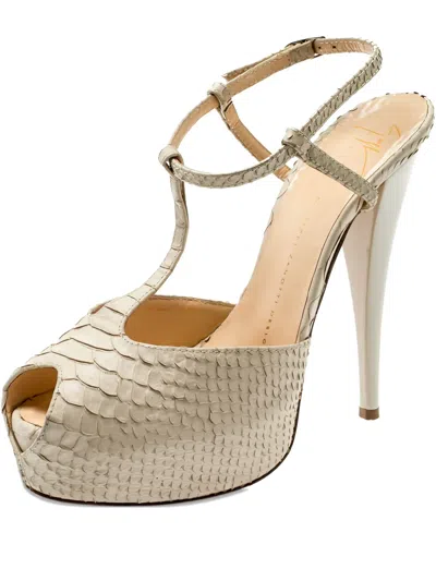 Pre-owned Giuseppe Zanotti Vintage 150mm Python-embossed Leather Sandals In Neutral