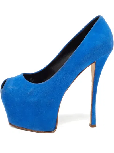 Pre-owned Giuseppe Zanotti Vintage 150mm Suede Heeled Pumps In Blue