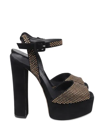 Pre-owned Giuseppe Zanotti Vintage 15mm Betty Studded Platform Sandals In Black