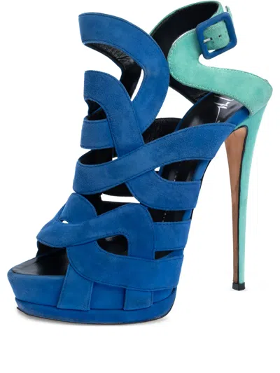 Pre-owned Giuseppe Zanotti Vintage 160mm Strappy Sandals In Blue
