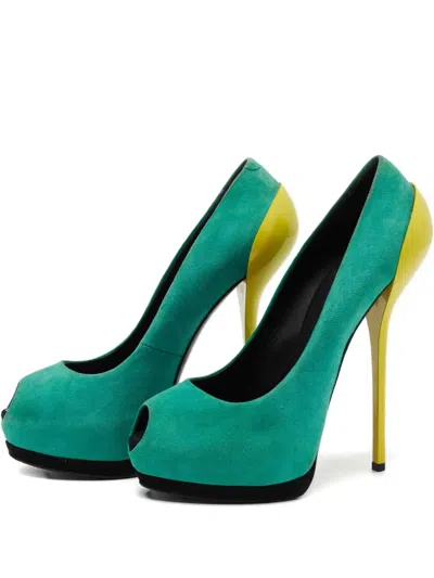 Pre-owned Giuseppe Zanotti Vintage 160mm Suede Pumps In Green