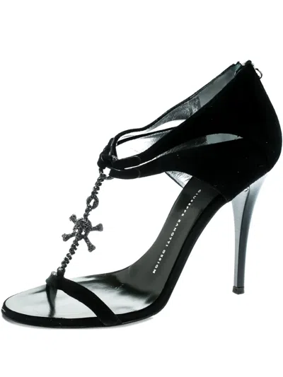 Pre-owned Giuseppe Zanotti Vintage 2024 115mm Skull-embellished Sandals In Black