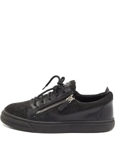 Pre-owned Giuseppe Zanotti Vintage 2024 Leather Glitter Zip Sneakers