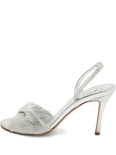 Pre-owned Giuseppe Zanotti Vintage 90mm Lilibeth Starlight Rhinestone-embellished Slingback Sandals In Silver
