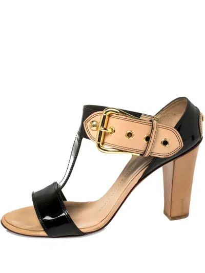 Pre-owned Giuseppe Zanotti Vintage 90mm Patent-leather Block-heel Sandals In Black