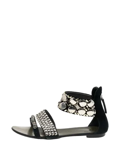 Pre-owned Giuseppe Zanotti Vintage Ankle-cuff Flat Sandals In Black