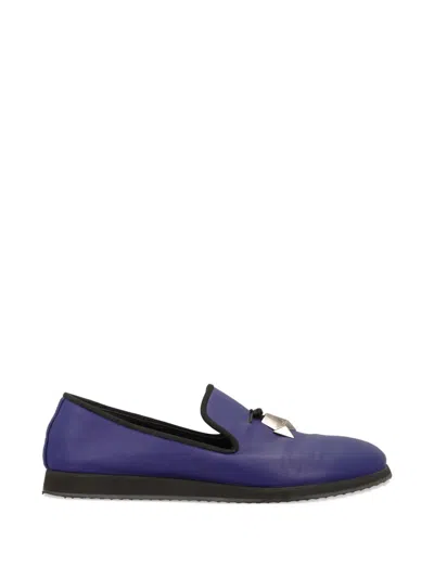Pre-owned Giuseppe Zanotti Vintage Arrow-charms Leather Loafers In Blue