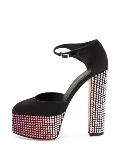 Pre-owned Giuseppe Zanotti Vintage Bebe Crystal Platform Pumps In Black