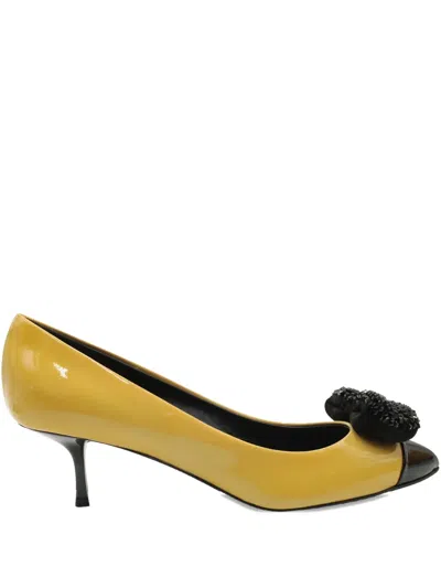 Pre-owned Giuseppe Zanotti Vintage Bow-detail Stiletto-heel Pumps In Yellow