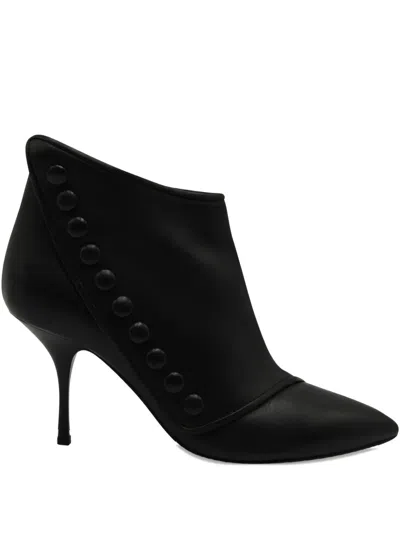 Pre-owned Giuseppe Zanotti Vintage Buttoned Leather Ankle Boots In Black