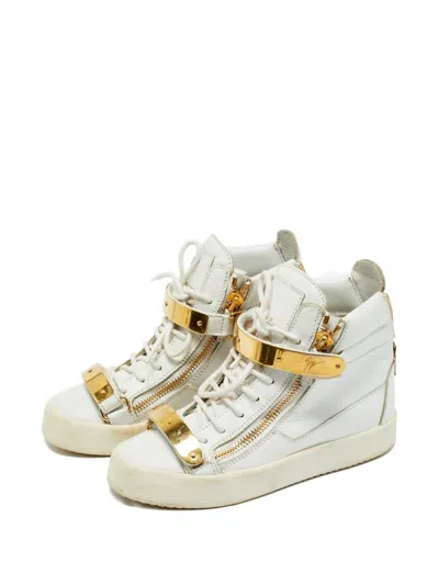 Pre-owned Giuseppe Zanotti Vintage Coby Leather High-top Sneakers In White