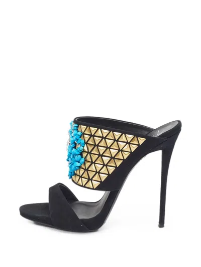 Pre-owned Giuseppe Zanotti Vintage Coline Crystal Embellished Sandals In Black