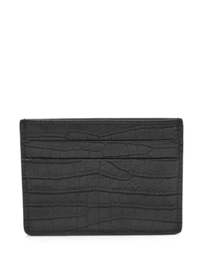 Pre-owned Giuseppe Zanotti Vintage Croc-embossed Leather Cardholder In Black