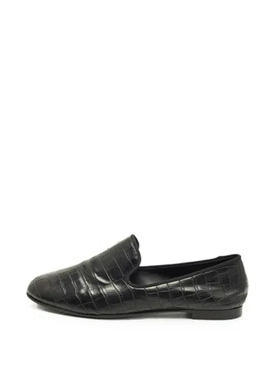 Pre-owned Giuseppe Zanotti Vintage Croc-embossed Smoking Slippers In Black