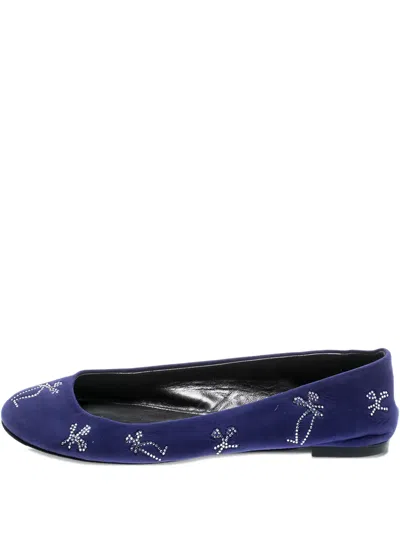 Pre-owned Giuseppe Zanotti Vintage Crystal-embellished Ballet Flats In Blue