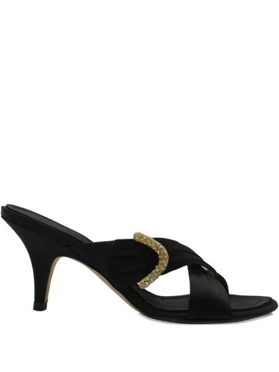 Pre-owned Giuseppe Zanotti Vintage Crystal-embellished Heeled Sandals In Black