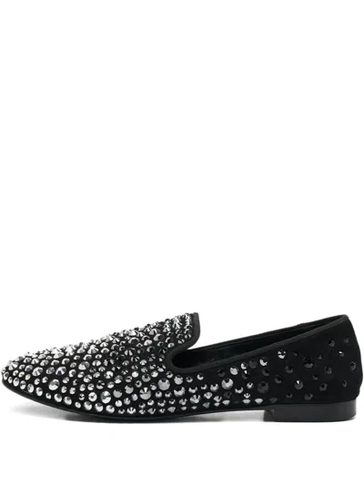 Pre-owned Giuseppe Zanotti Vintage Crystal-embellished Slippers In Black