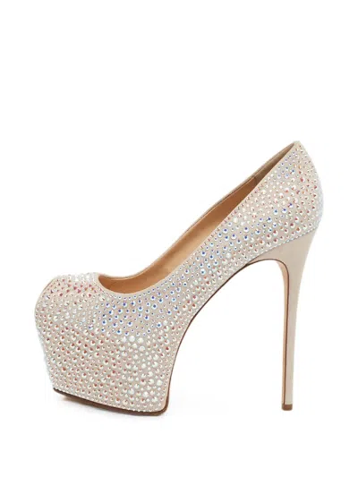 Pre-owned Giuseppe Zanotti Vintage Crystal-embellished Platform Pumps In Neutral