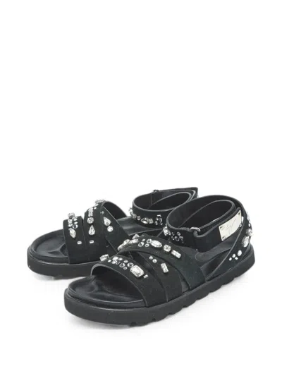 Pre-owned Giuseppe Zanotti Vintage Crystal-embellished Sandals In Black