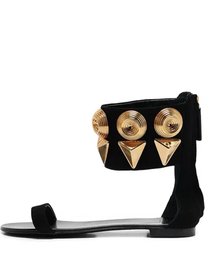 Pre-owned Giuseppe Zanotti Vintage Embellished-ankle Strap Sandals In Black