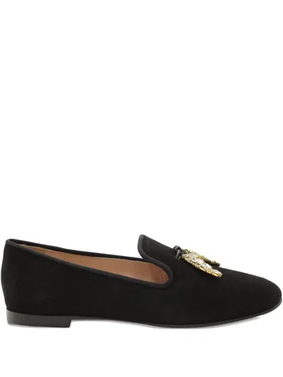 Pre-owned Giuseppe Zanotti Vintage Embellished Loafers In Black