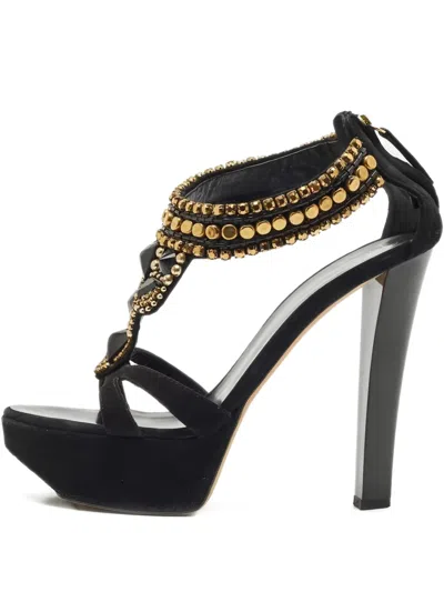Pre-owned Giuseppe Zanotti Vintage Embellished Platform Sandals In Black